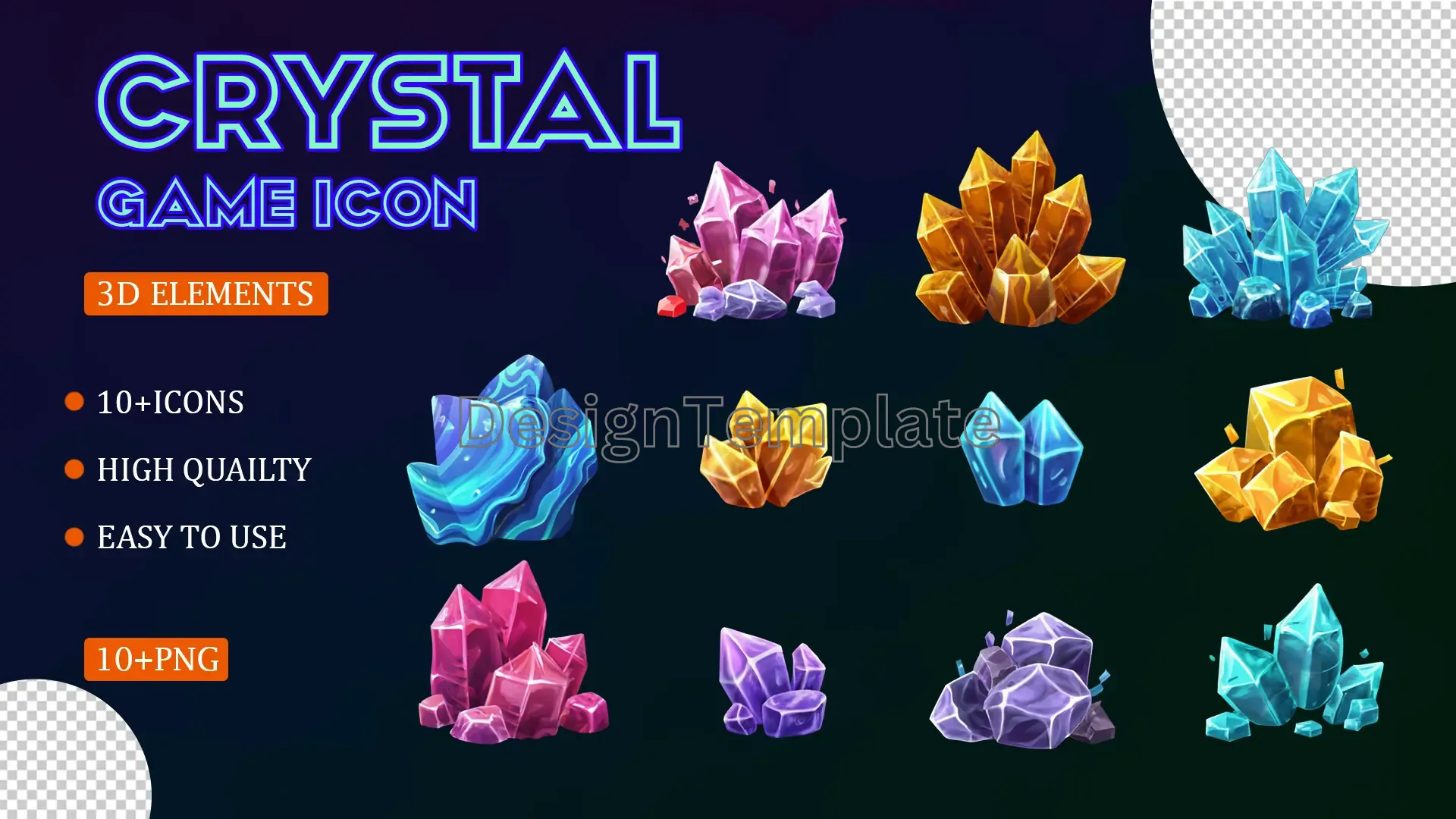 Magical Game Crystals A Mystical 3D Icons Pack image
